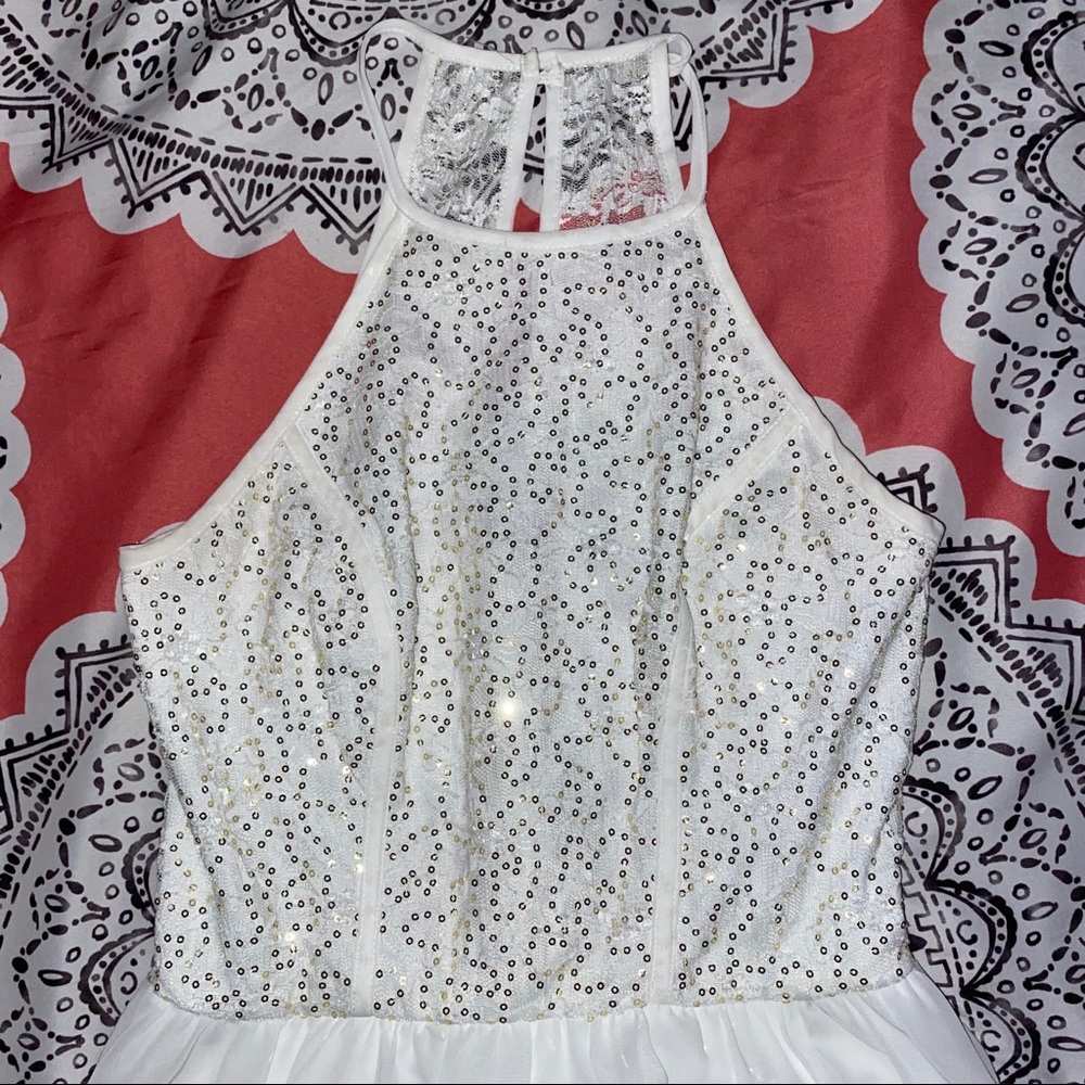White High Neck Formal Dress - Picture 4 of 10